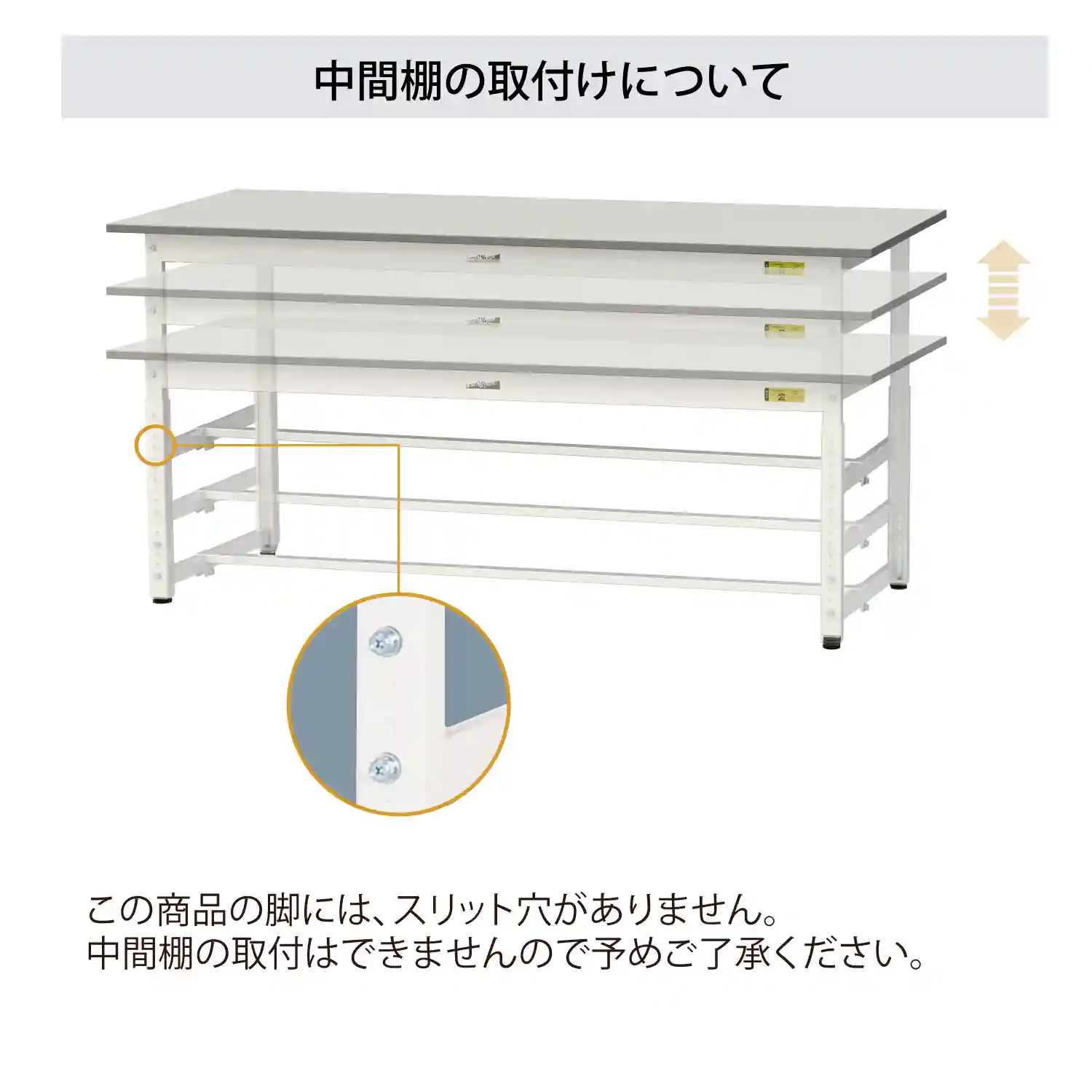 150シリーズ 高さ調整タイプ RoHS2指令対応塩ビシート天板仕様 H900㎜～H1200㎜（下段全面棚板）